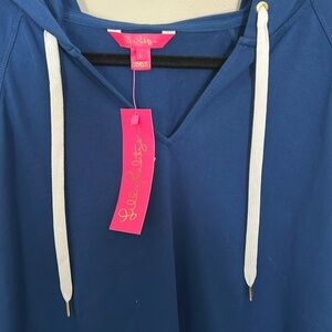 Lilly Pulitzer kiawah long sleeve hoodie Aegean navy nwt